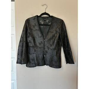 The Wrights Black Laser Cut Leather Jacket Blazer Women's Size 6